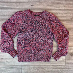 525 America‎ Women's Multicolor Balloon Sleeve Crew Neck Pullover Sweater Medium